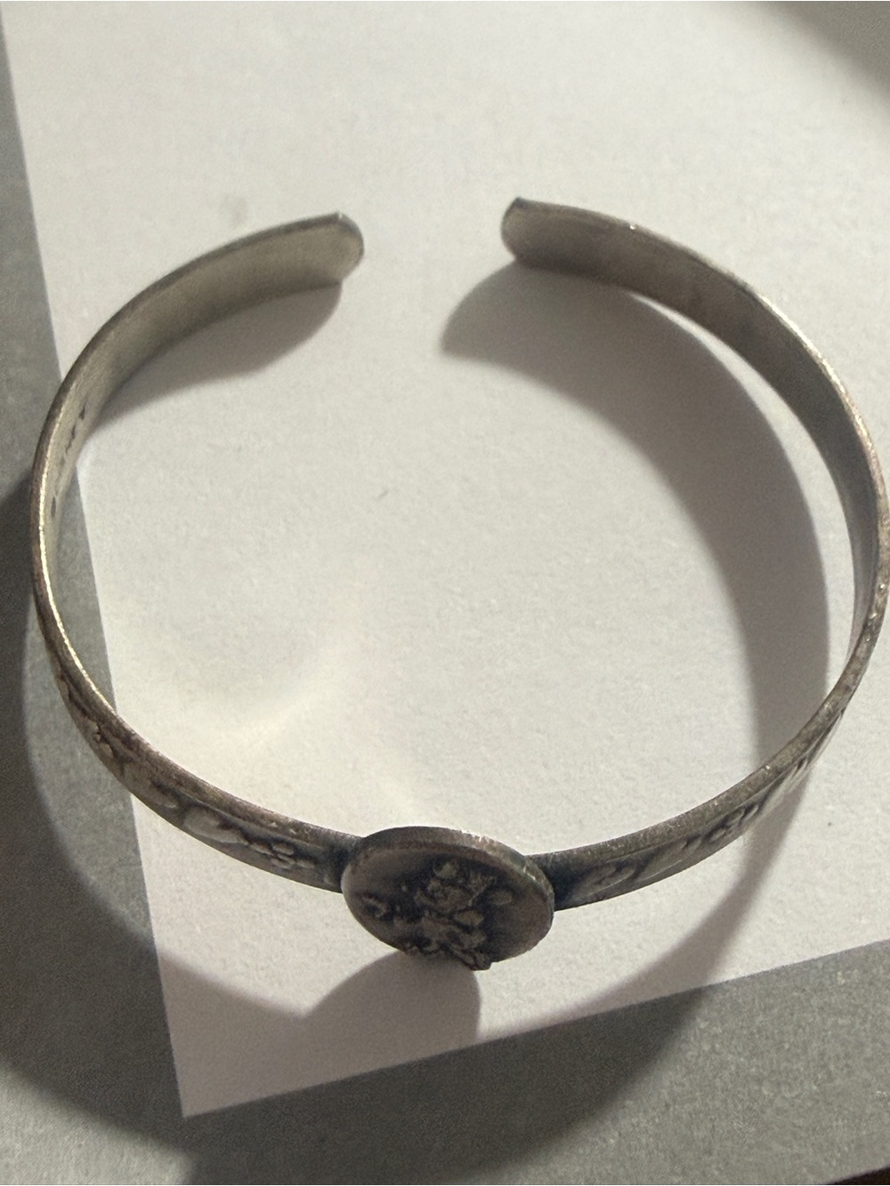 Disney Minnie  Silver Floral Medallion Open Cuff Bracelet